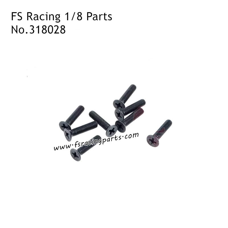 Flat Head Phillips Machine Threaded Screws 318028 Parts for FS RACING 1/8 Scale RC Car