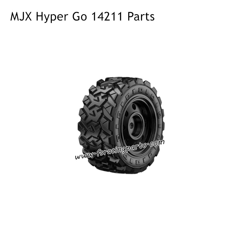 MJX Hyper Go 14211 RC Truck Parts Tires with Black Wheel Hubs