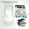 RC car accessories: painted blue and clear unpainted body shells with decals for FS Racing 1/8 Atom model