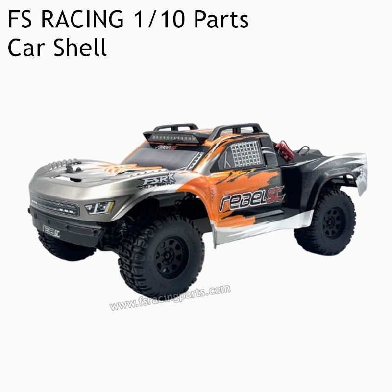 FS RACING 1/10 Scale Parts Orange Car Shell with LED, FS RACING Parts