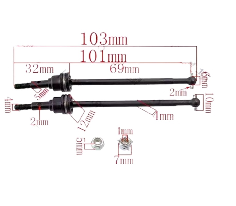 FS RACING 1/10 Scale High Speed Racing Car Upgrade Parts Drive Shaft, FS RACING 511466